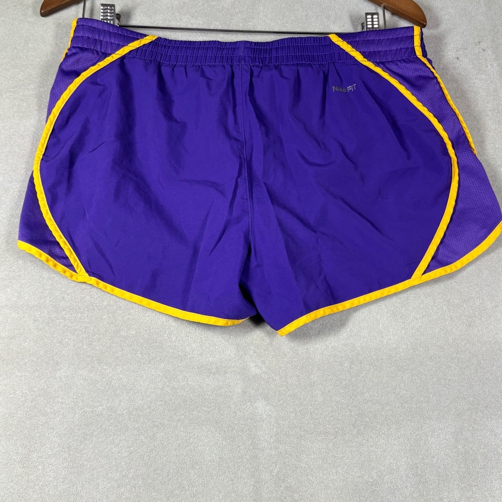 Nike Team LSU Tigers Purple Yellow Running Shorts Womens Small Nike FIT DRY - Picture 5 of 6
